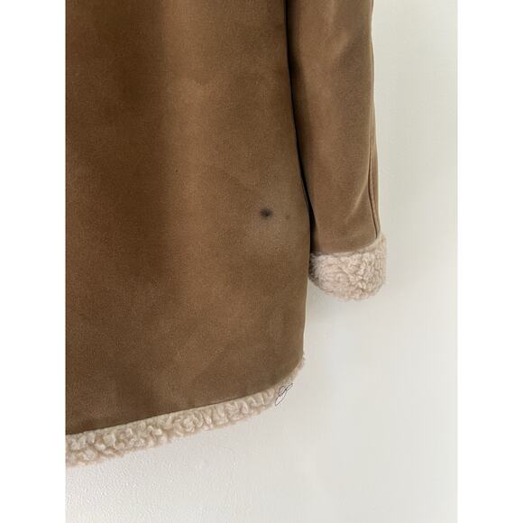 VTG 1970s Fingerhut Fashions Faux Suede Shearling Coat Jacket Sz M Brown Sherpa - Picture 7 of 11